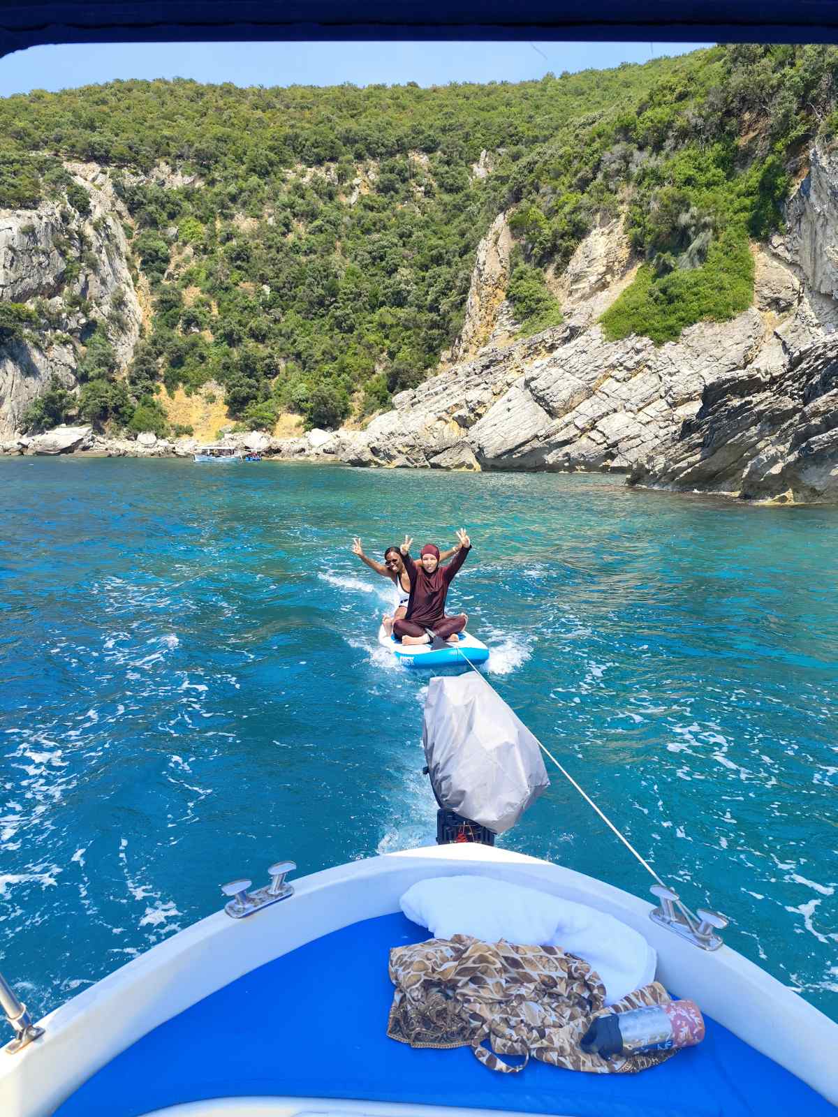 Paddleboarder enjoying bright blue Adriatic water